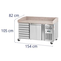 Royal Catering kylmälaite rullilla 165 l graniittitaso 151 x 80 cm ruostumaton teräs