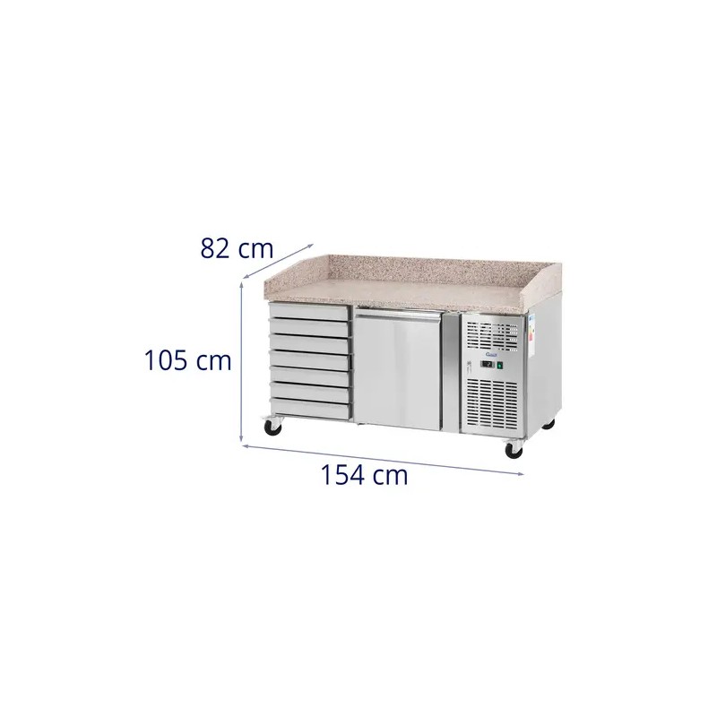 Royal Catering kylmälaite rullilla 165 l graniittitaso 151 x 80 cm ruostumaton teräs