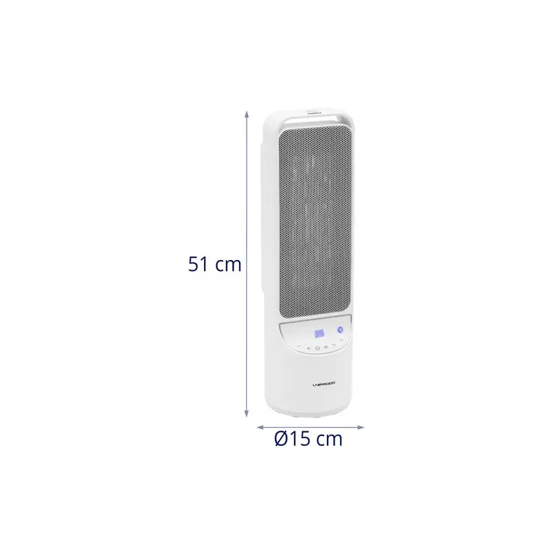 Uniprodo keraaminen lämpöpuhallin 1200/2000 W, valkoinen