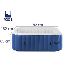 Puhallettava poreallas 900 l, 6 henkilöä, 130 suutinta, tummansininen/valkoinen