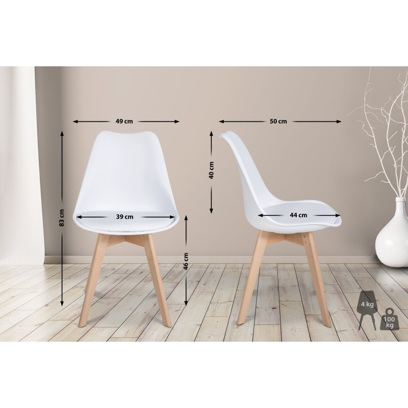 6 kpl ergonominen ruokailutuoli puisella rungolla ja keinonahkaistuimella