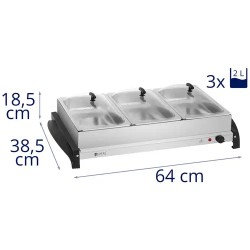 Royal Catering RCHP-400/3 Buffetlämmitin 3 x 2 l 400 W 4,8 kg