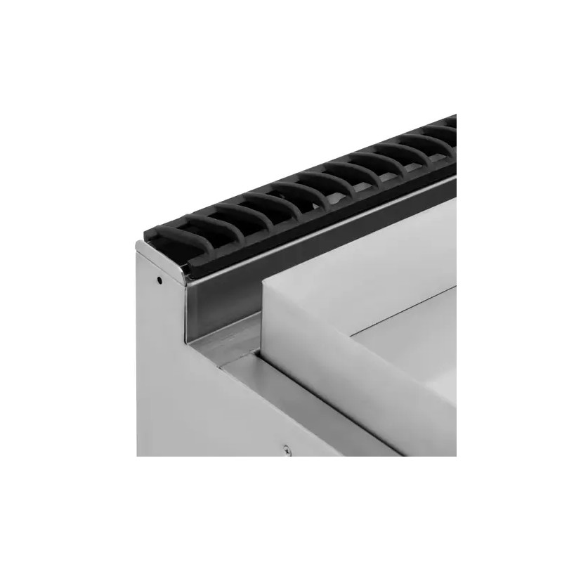 Royal Catering kaasugrilli 12 kW sileä levy 50-300 °C alakaapilla