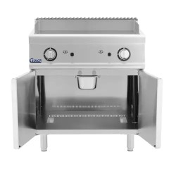 Royal Catering kaasugrilli 12 kW sileä levy 50-300 °C alakaapilla
