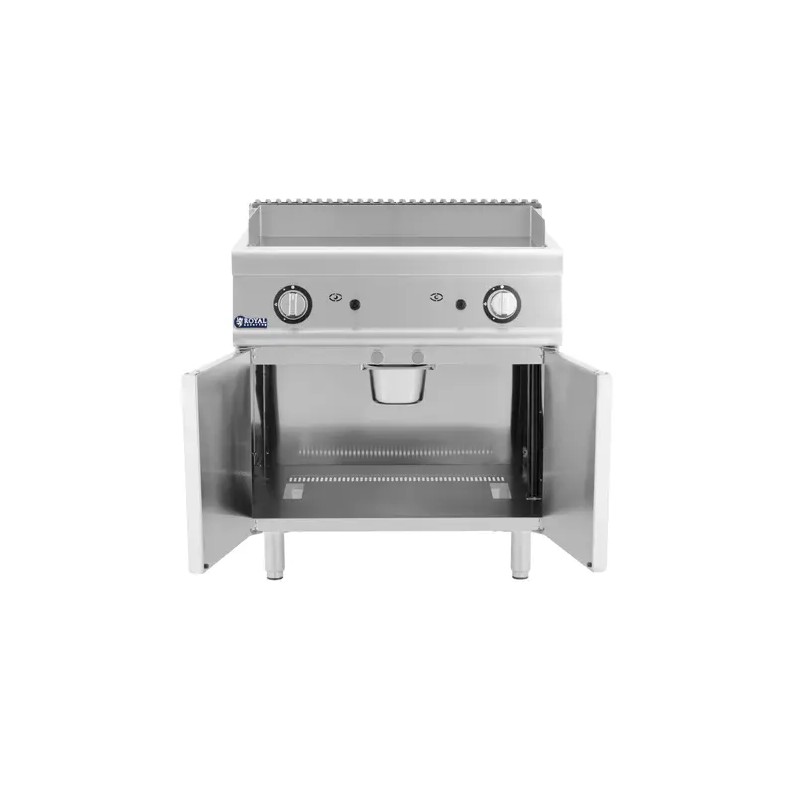 Royal Catering kaasugrilli 12 kW sileä levy 50-300 °C alakaapilla