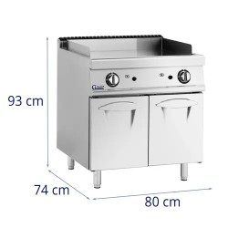 Royal Catering kaasugrilli 12 kW sileä levy 50-300 °C alakaapilla