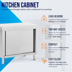 Royal Catering ECO ruostumattomasta teräksestä valmistettu läpilastuskaappi 100 x 60 cm, 500 kg