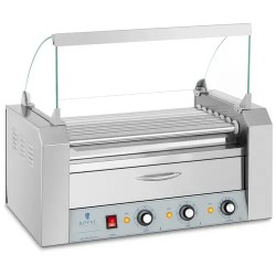 Royal Catering RC RG7DC Hot Dog grilli 7 rullaa ja lämmityslaatikko ruostumaton teräs