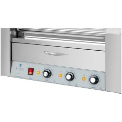 Royal Catering RC-RG7DC Hot Dog -grilli 7 rullaa ja lämmityslaatikko ruostumaton teräs