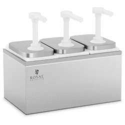 Kastikepumppu 3 x 2 l ruostumattomasta teräksestä