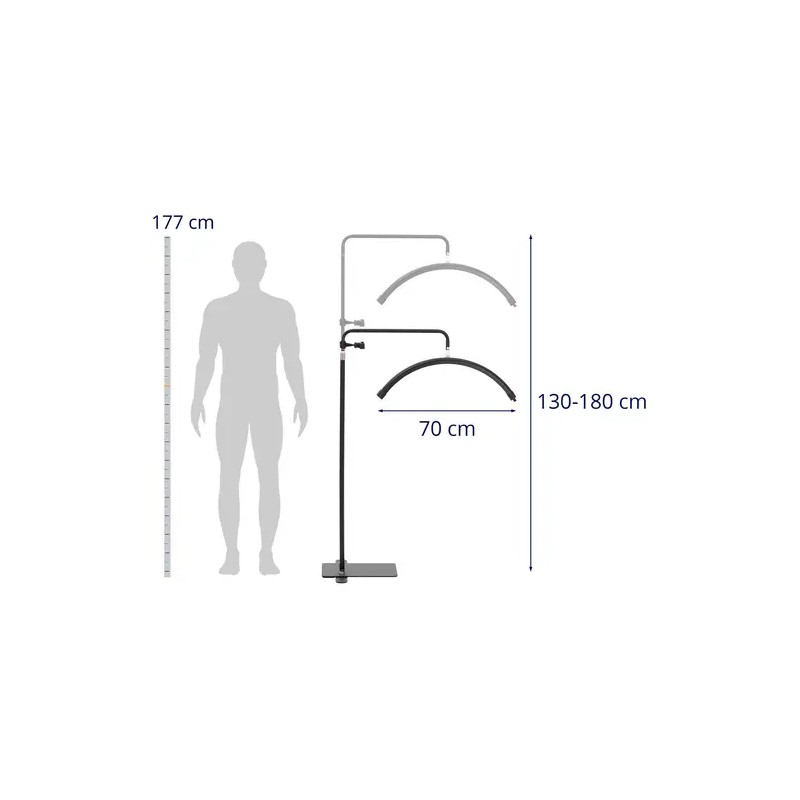 LED-kosmetiikkalamppu 40 W 3000-6000 K korkeussäädettävä musta