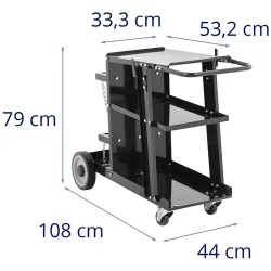Hitsausvaunu S-WECA-1, 3 hyllyä, kantavuus 65 kg