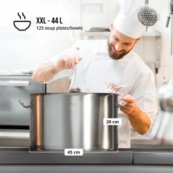 Royal Catering RCST-44E3-S induktiokattila 44 l, Ø 45 cm, ruostumaton teräs