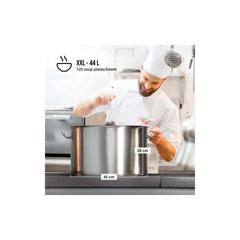 Royal Catering RCST-44E3-S induktiokattila 44 l, Ø 45 cm, ruostumaton teräs