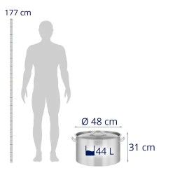 Royal Catering RCST-44E3-S induktiokattila 44 l, Ø 45 cm, ruostumaton teräs