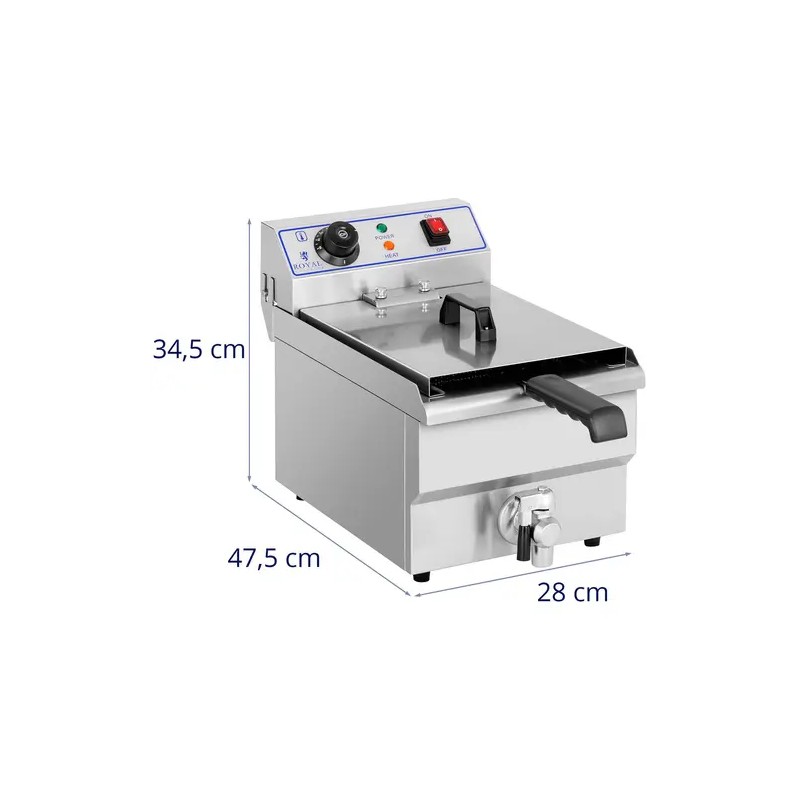 Royal Catering sähkökäyttöinen rasvanpaistin 10 l 3200 W poistoventtiilillä