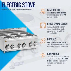 Royal Catering Elektroherd Gastro sähköliesi 12 kW 6 levyä 90 x 65 cm Pro 650 Series