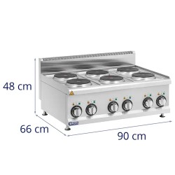 Royal Catering Elektroherd Gastro sähköliesi 12 kW 6 levyä 90 x 65 cm Pro 650 Series
