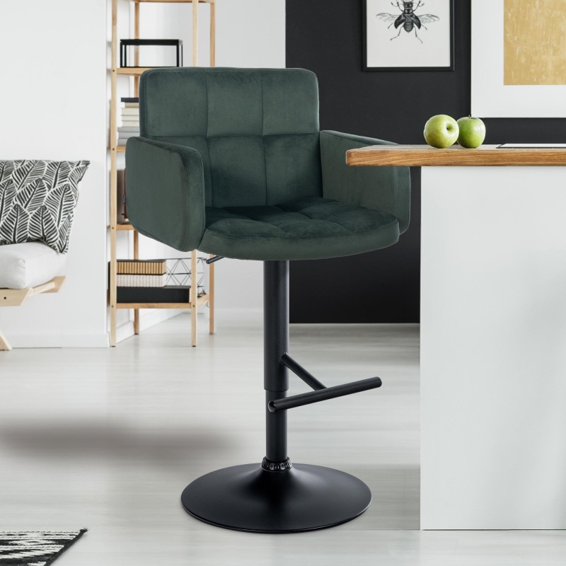 Los Angeles samettinen baarituoli säädettävä pyörivä korkeilla käsinojilla