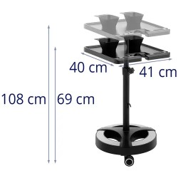physa kampaamopyörä, korkeussäädettävä 635-1020 mm, 403 x 400 mm taso, 2 värjäysastiaa
