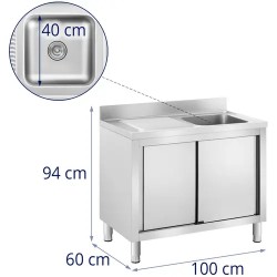 Royal Catering RC-IKS09 tiskiallaskaappi ruostumattomasta teräksestä 100 x 60 cm