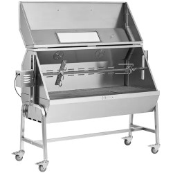 Royal Catering vartaagrilli moottorilla 40 kg, vartalon pituus 138 cm, ruostumaton teräs