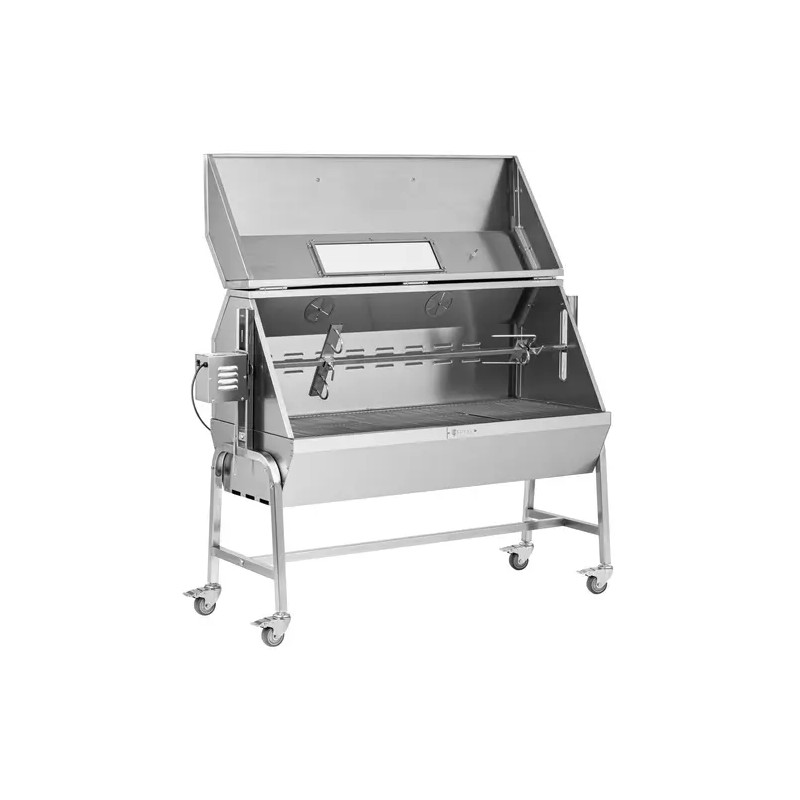 Royal Catering vartaagrilli moottorilla 40 kg, vartalon pituus 138 cm, ruostumaton teräs