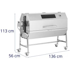 Royal Catering vartaagrilli moottorilla 40 kg, vartalon pituus 138 cm, ruostumaton teräs