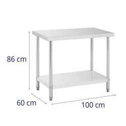Royal Catering ECO ruostumaton terästyöpöytä 100 x 60 cm, 250 kg kantavuus