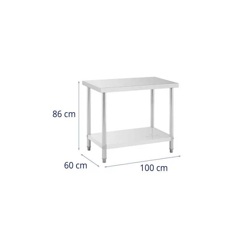 Royal Catering ECO ruostumaton terästyöpöytä 100 x 60 cm, 250 kg kantavuus