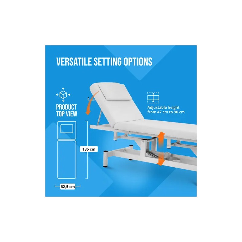 Sähköinen hoitopöytä Trento White, korkeussäätö 47-90 cm, kantavuus 150 kg, valkoinen