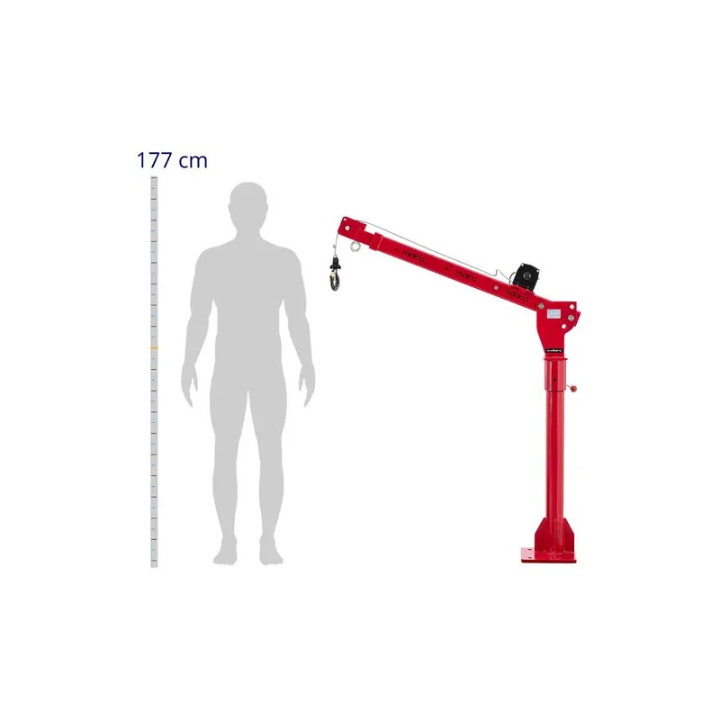 12 V latausnosturi vinssillä, 800 kg, 360° kääntyvä