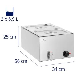 Bain marie -ruoanlämmitin, 600 W, 2 GN 1/2, poistohana