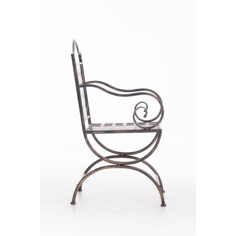 Nostalginen rautainen puutarhatuoli käsintehdyllä antiikkipatinalla