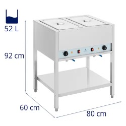 Royal Catering Bain Marie -lämmitin alustalla 1265 W 2 x GN 1/1