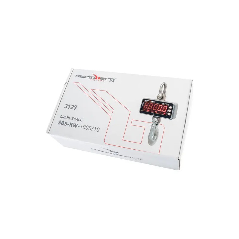 Steinberg Systems SBS-KW-1000/10O digitaalinen nosturivaaka 1000 kg, 0,5 kg tarkkuus, LED-näyttö ja kaukosäädin