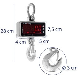 Steinberg Systems SBS-KW-1000/10O digitaalinen nosturivaaka 1000 kg, 0,5 kg tarkkuus, LED-näyttö ja kaukosäädin