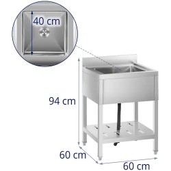 Royal Catering RCSSS-60X60-S tiskiallaspöytä ruostumaton teräs 60 x 60 cm