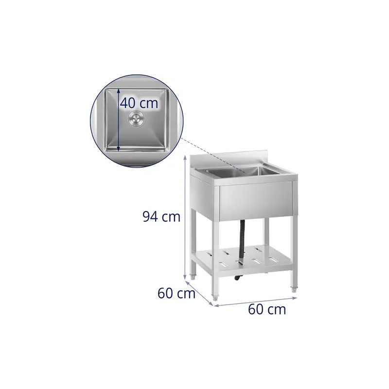 Royal Catering RCSSS-60X60-S tiskiallaspöytä ruostumaton teräs 60 x 60 cm