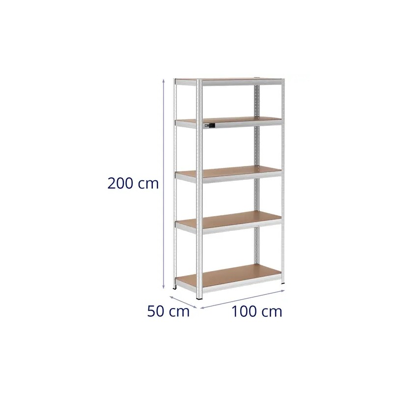 MSW raskashylly 100 x 50 x 200 cm, harmaa, 5 hyllytasoa 14.95 kg
