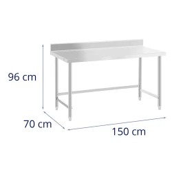 Royal Catering ECO ruostumattomasta teräksestä valmistettu työpöytä 150 x 70 cm 300 kg