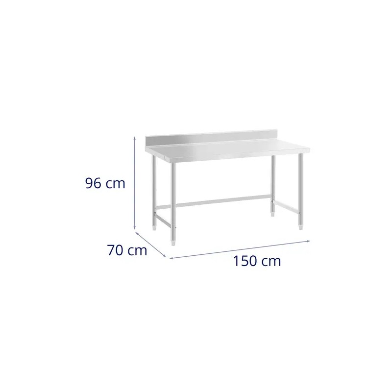 Royal Catering ECO ruostumattomasta teräksestä valmistettu työpöytä 150 x 70 cm 300 kg