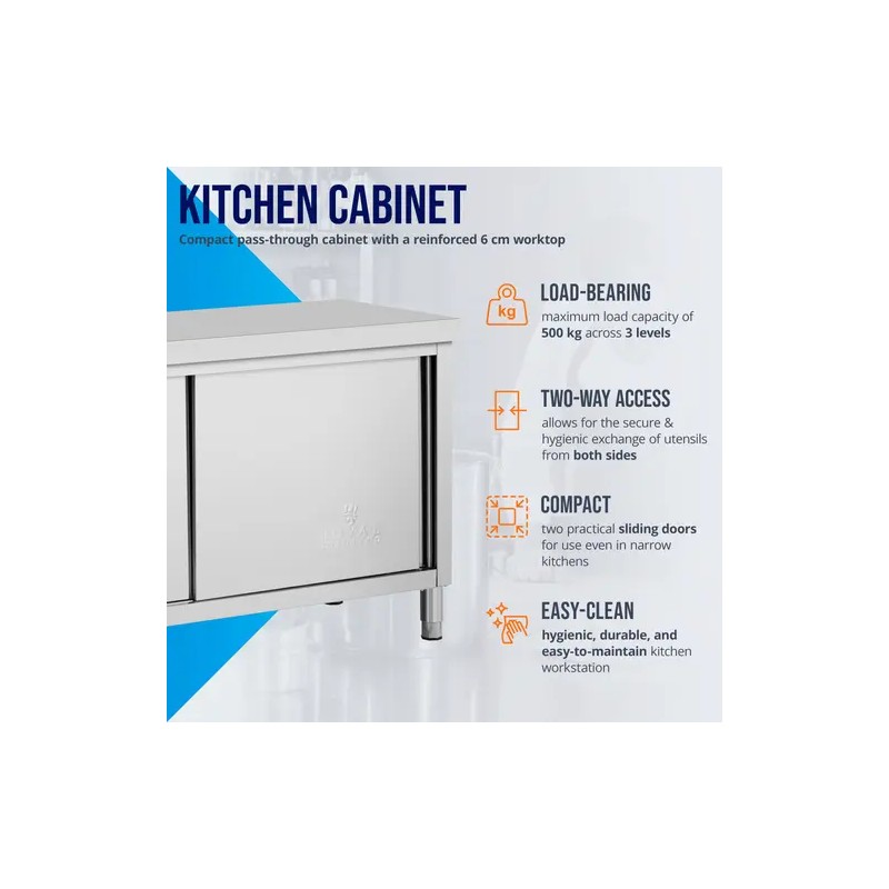 Royal Catering ECO ruostumattomasta teräksestä valmistettu läpilastauskaappi 160 x 60 cm