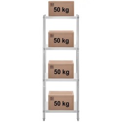 Royal Catering RCER-6060 ruostumattomasta teräksestä valmistettu hyllykkö 60 x 60 x 180 cm, 200 kg