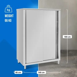 Royal Catering ruostumattomasta teräksestä valmistettu astiakaappi 120 x 70 x 180 cm
