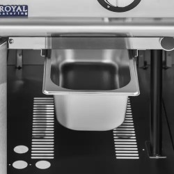 Royal Catering kaasugrilli 6 kW, uritettu pinta, 50-300 °C, alakaapilla
