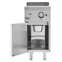 Royal Catering kaasugrilli 6 kW, uritettu pinta, 50-300 °C, alakaapilla