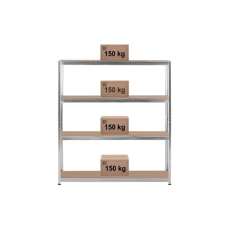 MSW Raskashylly 160 x 40 x 180 cm, harmaa, 4 hyllyä, 150 kg/hylly 16.10 kg