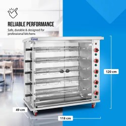 Royal Catering kaasugrilli 5 vartaalla, infrapunapolttimet ja valaistus
