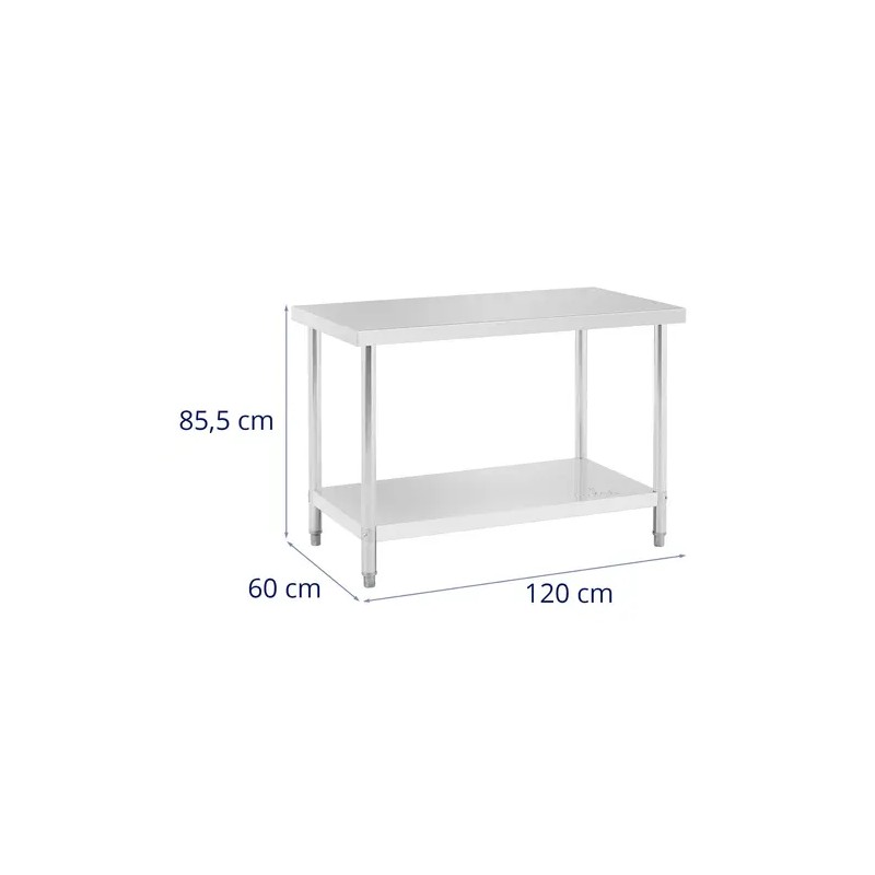 Royal Catering RCAT-120/60-NW ruostumattomasta teräksestä valmistettu työpöytä 120 x 60 cm